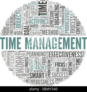 Time Management word cloud conceptual design isolated on white background. Stock Vector