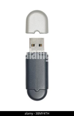 It is One external bluetooth usb with lid isolated on white. Stock Photo