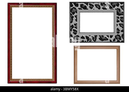 It is Three frames isolated on white. Stock Photo