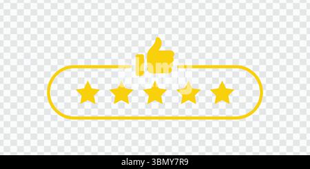 Five-Star Rating and Like Feedback Vector Icon: Customer Review and Approval Symbol Stock Vector