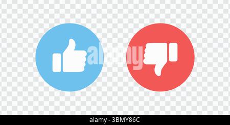 "Like and Dislike Vector Icons in Flat Style: Feedback and Reaction Symbols" Stock Vector