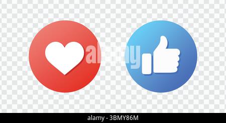 "Thumbs and Heart Social Media Icon Set: Like and Love Symbols" Stock Vector