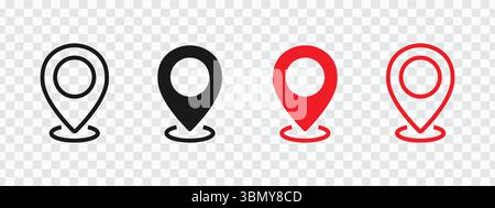 "New Location Map Icons with Pin and Marker: GPS Navigation Symbols" Stock Vector