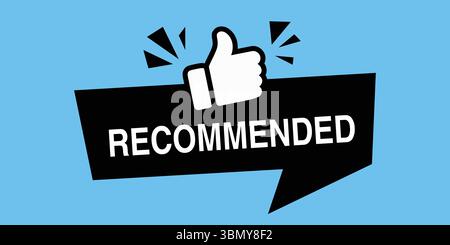 "Recommended Banner with Thumbs Up Vector Illustration: Positive Feedback and Approval Symbol" Stock Vector