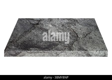 it is square black stone plate isolated on white. Stock Photo