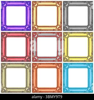 it is set of colorful wooden frames isolated on white. Stock Photo