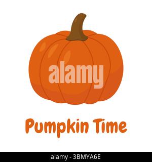 Bright orange pumpkin with thick stem and handwritten phrase in simple cartoon style Stock Vector