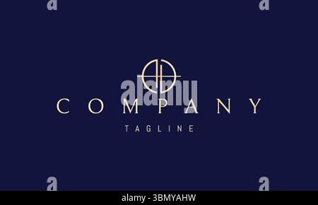 A vector golden logo featuring an abstract image a circle with a horizontal bar inside, forming the letter H in a minimalist style. Stock Vector