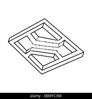 Impossible shape. Optical illusion object. Vector illustration isolated on white. Sacred geometry.  Stock Vector