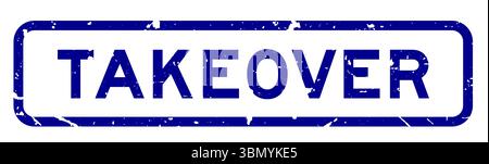 Grunge blue takeover word square rubber seal stamp on white background Stock Vector