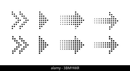 Collection of arrow designs from dots. Modern arrows abstract vector elements. Arrow on white background. Vector illustration Stock Vector
