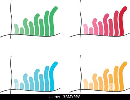 Clean layout with four color-based charts for comparative data analysis Stock Vector