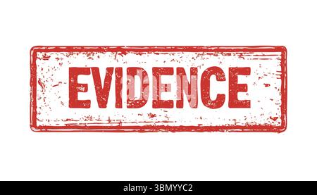"Grunge Red 'EVIDENCE' Rubber Stamp Vector with Distressed Minimalist Style" Stock Vector