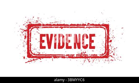 "Grunge Red 'EVIDENCE' Rubber Stamp Vector with Distressed Minimalist Style" Stock Vector