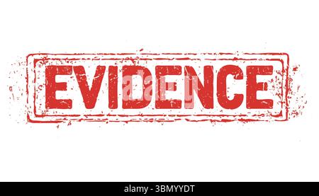 "Grunge Red 'EVIDENCE' Rubber Stamp Vector with Distressed Minimalist Style" Stock Vector