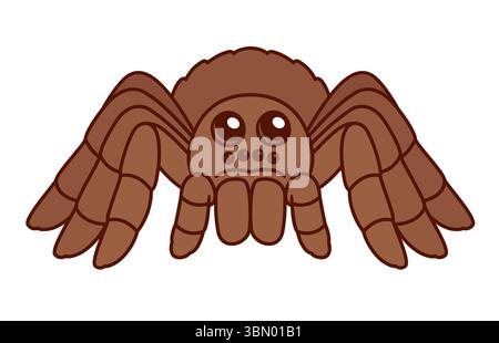 Cute cartoon tarantula spider drawing. Isolated vector clipart illustration. Stock Vector