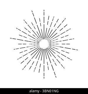 An icon of the sun, sun rays on a white background. Suns and sun rays in vintage style. Starburst, fireworks, logo. Vector EPS 10. Stock Vector