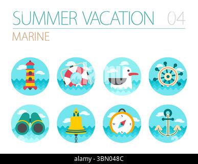 Marine icon vector set. Travel, eps 10 Stock Vector