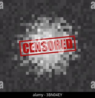 Censored Background Pattern Pixel Mosaic Blur Texture for Censor Content, Explicit Censorship, Adult Hiding, Anonymity Banner, NSFV. Grey Tone Bar Stock Vector