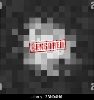 Censored Background Pattern Pixel Mosaic Blur Texture for Censor Content, Explicit Censorship, Adult Hiding, Anonymity Banner, NSFV. Grey Tone Bar Stock Vector