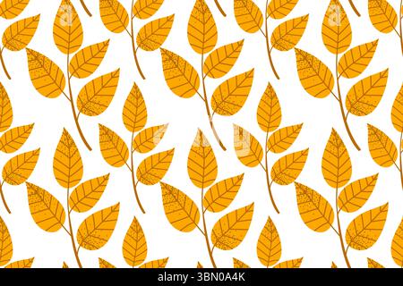 Autumn leaves seamless background. Vector illustration of plants isolated on white background Stock Vector