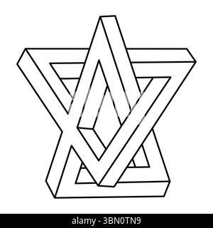 Impossible shapes. Optical illusion figure. Unreal geometric object. Optical art.  Stock Vector