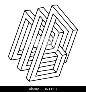 Geometric figures. Impossible shapes. Web design elements. Optical illusion objects. Escher style. Line design. Optical art.  Stock Vector