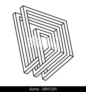 Sacred geometric figure. Impossible shapes. Web design element. Optical illusion object. Escher style. Line design. Op art.  Stock Vector