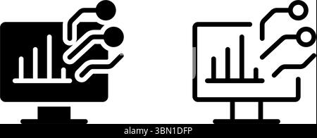 Illustrative icons showcasing artificial intelligence in data analysis, decision-making, and predictive tech. Stock Vector