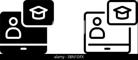 Flat icons for virtual learning platforms, video lessons, and educational interfaces. Stock Vector