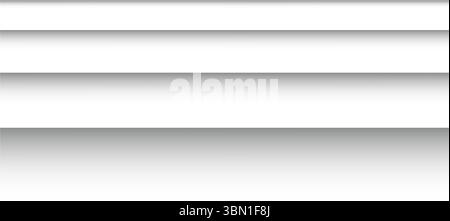 Set of paper shadows. Horizontal divider lines isolated on white background. Notebook worksheet, book page, card, flyer, banner or poster borders with soft blurred effect. Vector illustration. Stock Vector