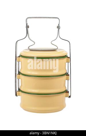 It is Tiffin box or food container isolated on white. Stock Photo
