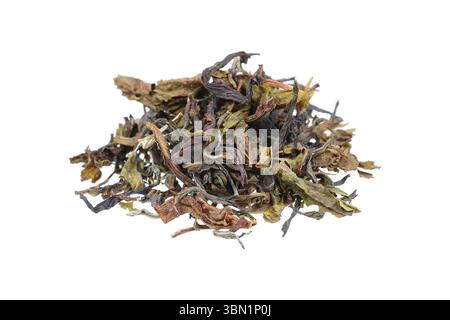 it is dry tea leaves isolated on white. Stock Photo