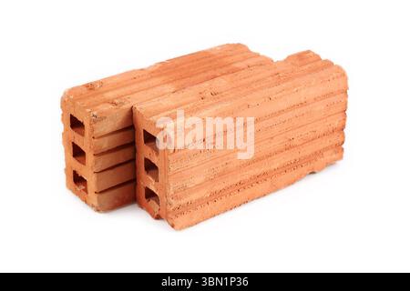 It is Two bricks for construction isolated on white. Stock Photo