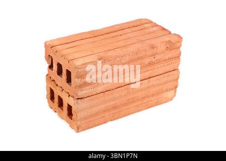 It is Two bricks for construction isolated on white. Stock Photo