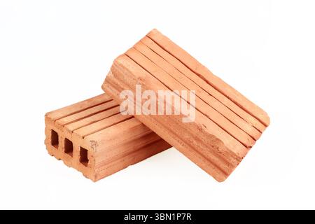 It is Two bricks for construction isolated on white. Stock Photo