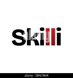 Modern Skilli Wordmark Logo with Bold Typography and Red Gradient Lettering on White Background Stock Vector