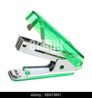 it is green stapler isolated on white. Stock Photo
