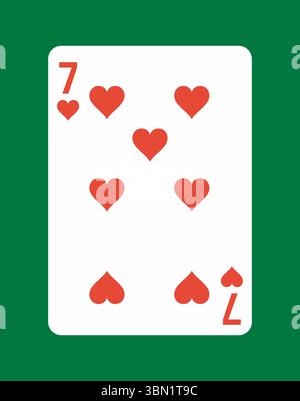 Seven of hearts playing card design. Vector illustration Stock Vector