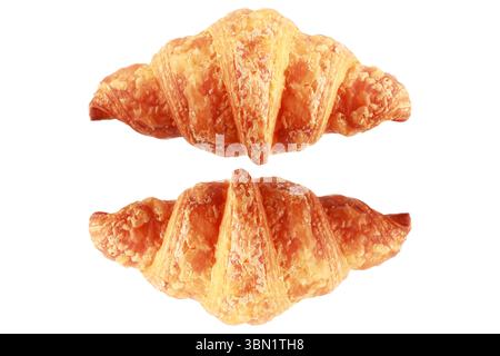 It is Two croissants isolated on white. Stock Photo