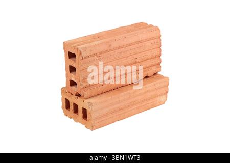 It is Two bricks for construction isolated on white. Stock Photo