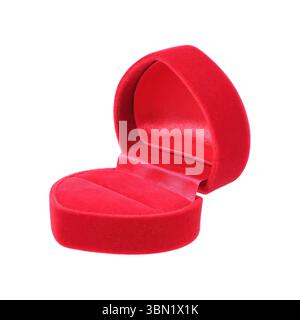 it is red heart shaped jewelry box isolated on white. Stock Photo