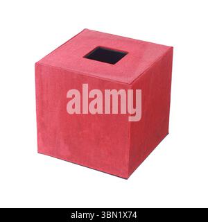 it is red silk tissue box isolated on white. Stock Photo
