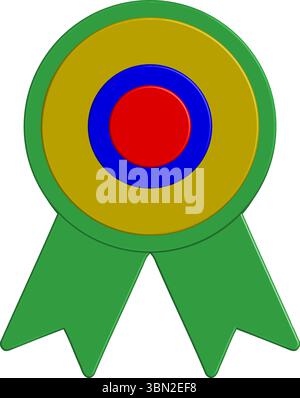 Green Rosette Vector with Target Design - Award, Badge, or Seal Stock Vector