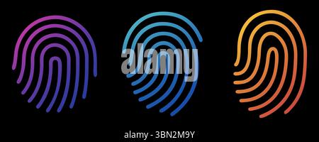 Fingerprint icon set. Touch id icon finger vector in gradient style isolated on background. Stock Vector