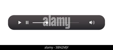 Minimized video player bar or audio player control panel Stock Vector