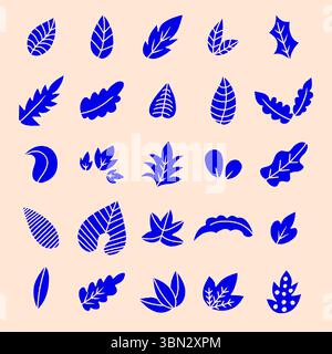 Hand drawn Leaves silhouette collection, Set of leaves decorative elements isolated, leaf silhouette design elements. Summer botanical illustrations Stock Vector