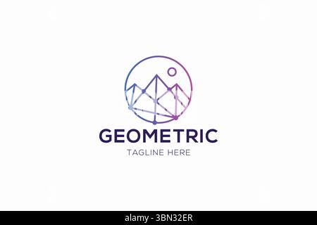 Abstract Geometric Mountain Illustration Logo Futuristic Connection Technology Business Stock Vector