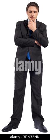 Thinking businessman touching chin Stock Photo