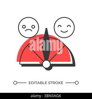 Satisfaction meter offset shadow line icon Stock Vector